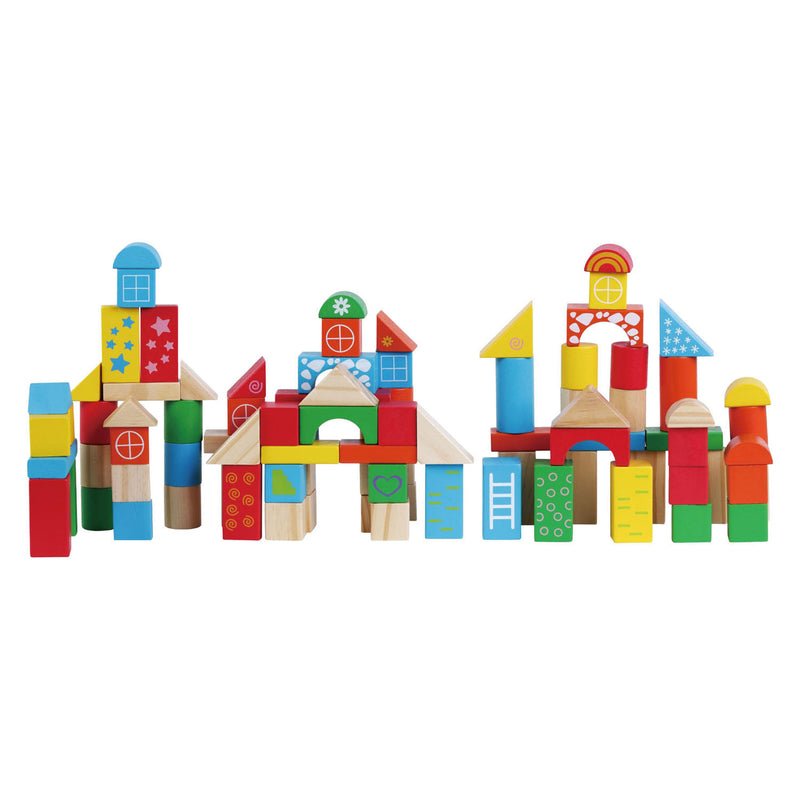 Load image into Gallery viewer, Houten blokken in ton met vormenstoof - 100st.
