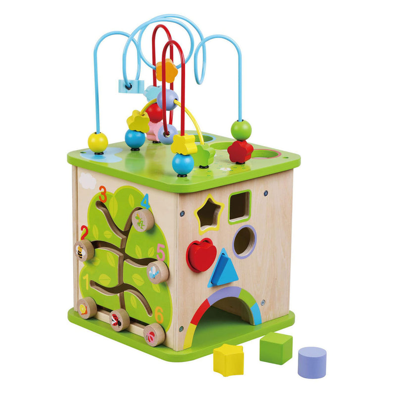 Load image into Gallery viewer, Activiteitenkubus met kralenspiraal - 25x25x45cm
