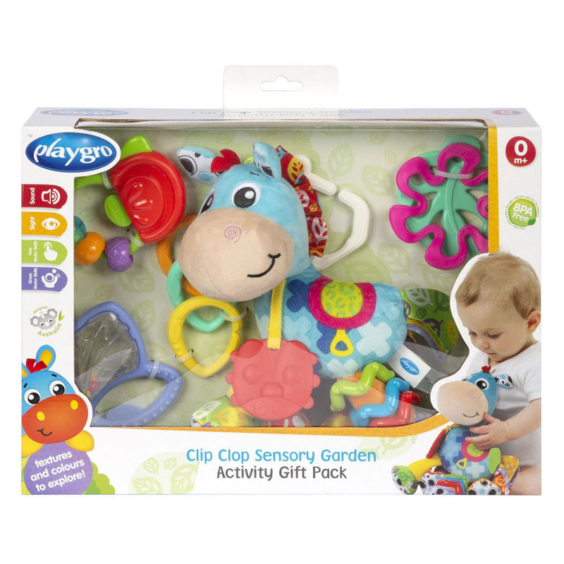 Load image into Gallery viewer, Playgro sensorische clip clop eenhoorn ontdek en speel geschenkset
