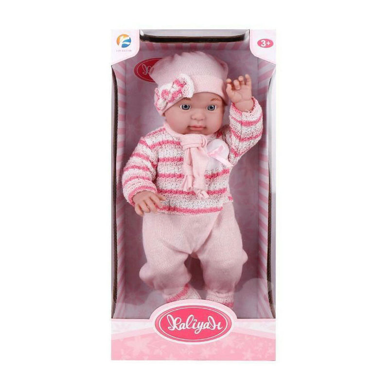 Load image into Gallery viewer, Baby met roze outfit en muts - 45cm
