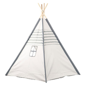 Tipi met houten stokken en vloerkleed - 120x120x150cm