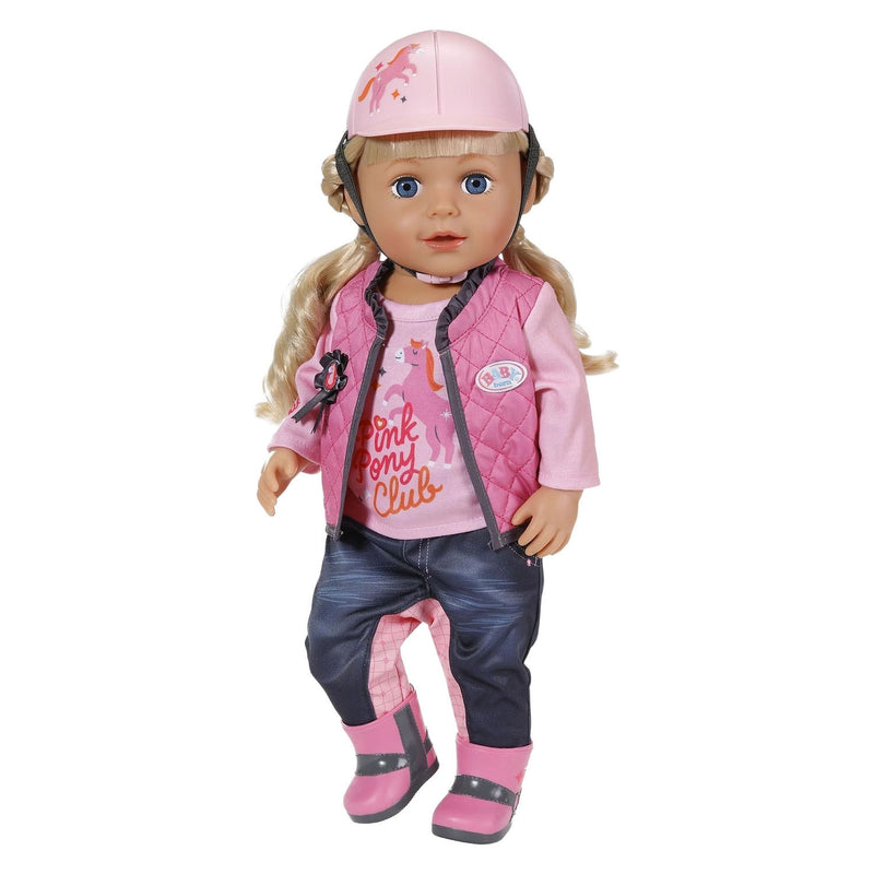 Load image into Gallery viewer, Baby born poppenkleding paardrijden 43cm - outfit met helm.
