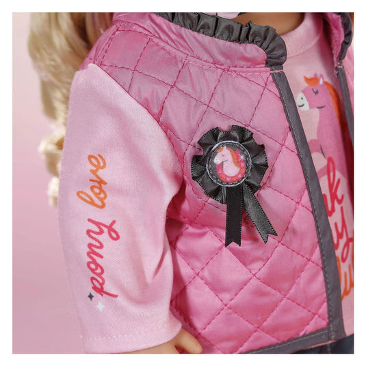 Baby born poppenkleding paardrijden 43cm - outfit met helm.