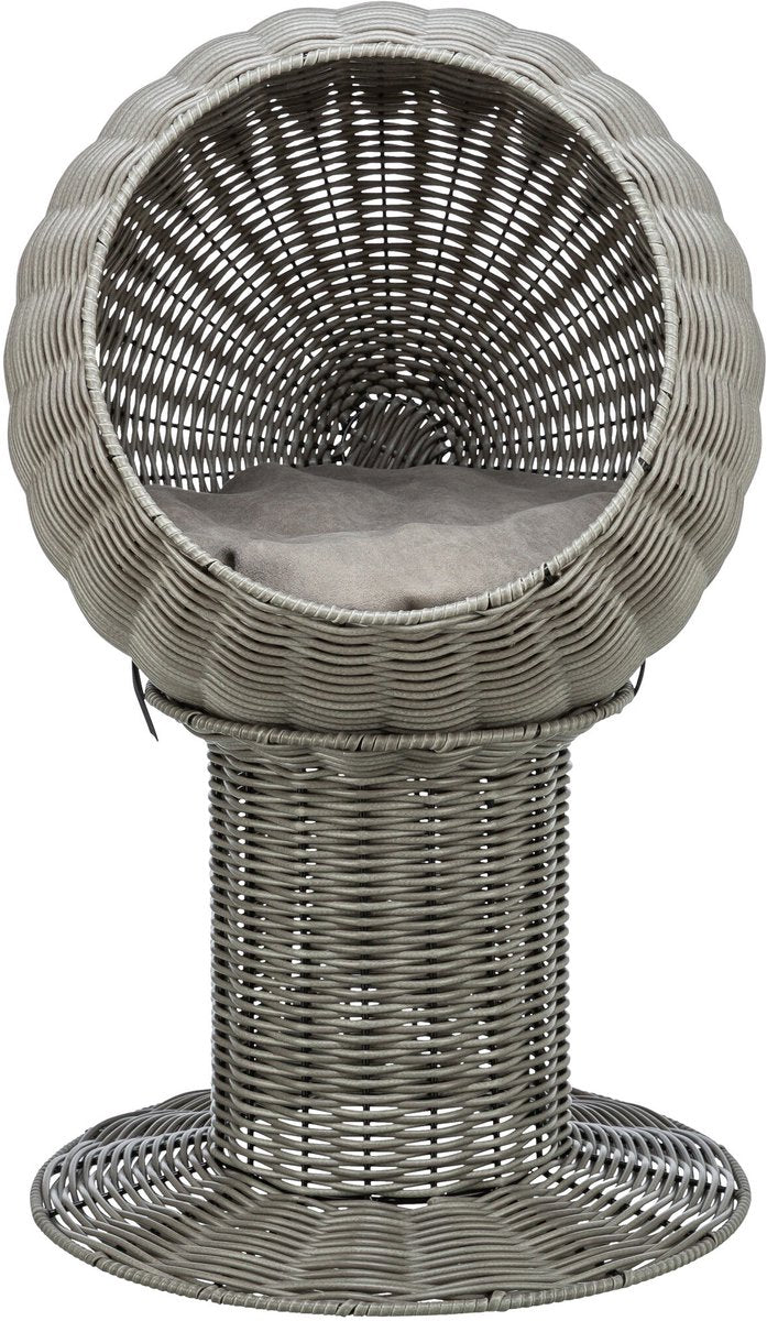 Load image into Gallery viewer, Trixie kattenmand amalia rond polyrattan grijs
