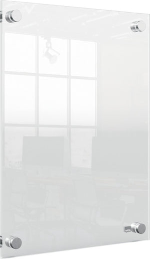 Nobo premium plus wandgemonteerde a4 poster frame voor documenten, posters - met hoekmontage - transparant acryl