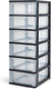 Iris organizer chest ladesysteem a4 - 6 middelgrote lades - 6 x 7l - kunststof - zwart transparant