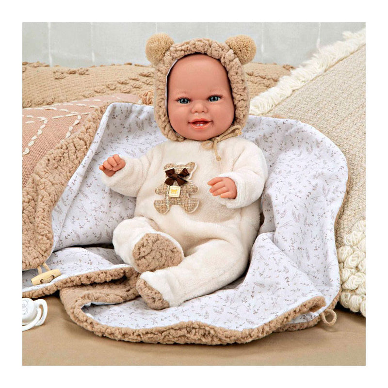 Load image into Gallery viewer, Elegance babyto babypop beige berenpakje met dekentje - 35 cm
