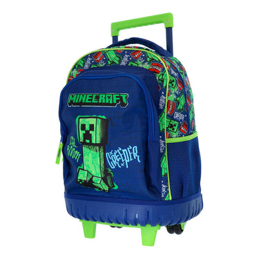 Minecraft trolley rugzak 3 compartimenten met zijvakken