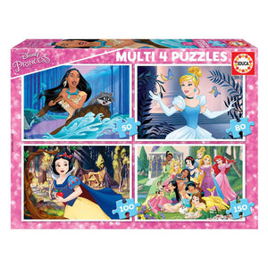 Educa - puzzel disney prinsessen - 4 puzzels van 50 80 100 150 stukjes