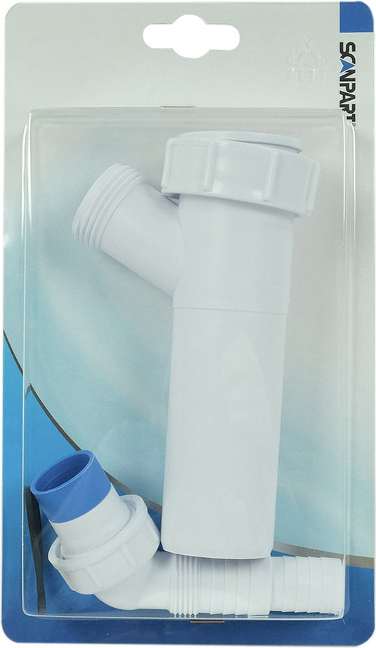 Scanpart pvc t-stuk afvoer - geschikt voor wasmachine en droger - hulpstuk - koppelstuk - voor 2 water afvoerslangen