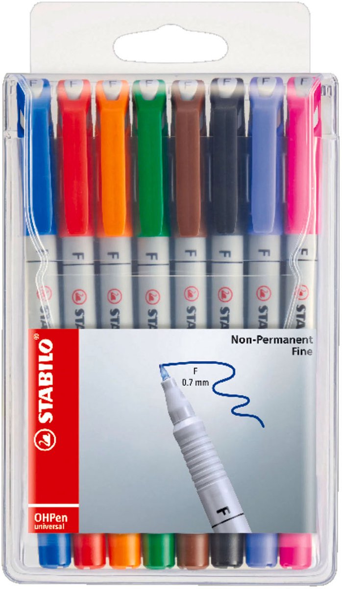 Afbeelding laden in galerijviewer, Stabilo ohpen fijn uitwisbare marker in etui - 8dlg.
