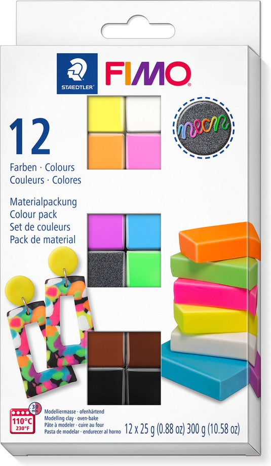Fimo effect - ovenhardende boetseerklei - colour pack 12 neon kleuren