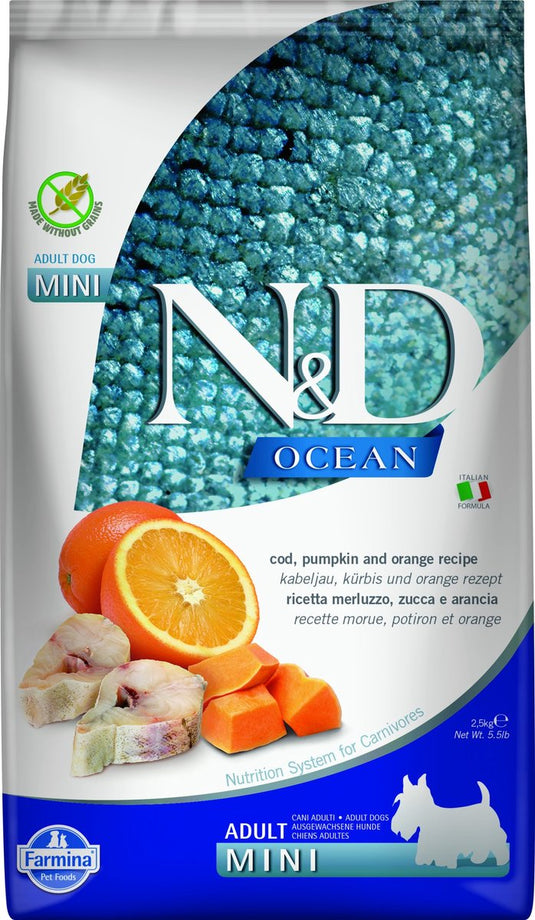 Farmina n d ocean adult dog mini - cod, pumpkin orange - 2,5 kg