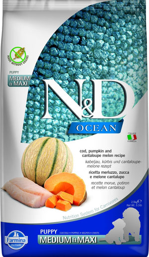N d ocean puppyvoeding kabeljauw met pompoen medium maxi 2,5 kg