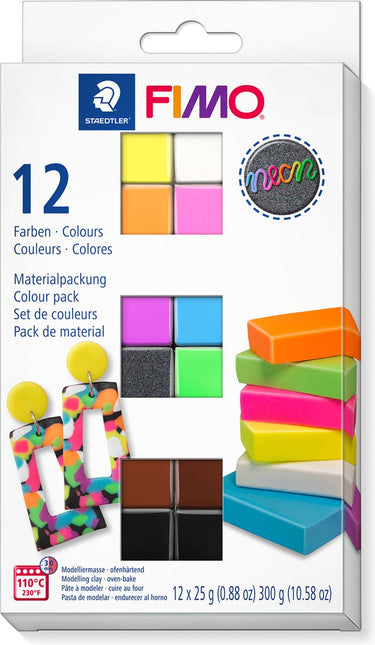 Fimo effect - ovenhardende boetseerklei - colour pack 12 neon kleuren