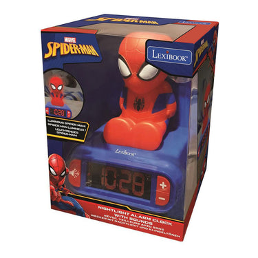 Lexibook wekker met nachtlampje 3d-ontwerp spiderman en geluidseffecten