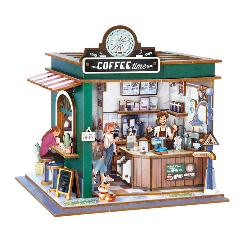 Load image into Gallery viewer, Houten bouwpakket diorama café - 120dlg.

