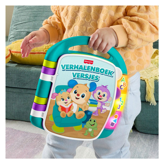 Mattel fisher-price leerplezier verhalenboek versjes - muzikaal boek met lichtjes en geluid