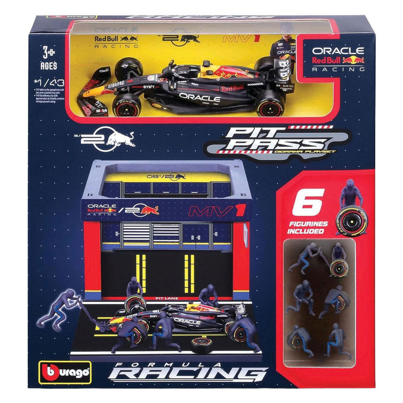 Load image into Gallery viewer, Burago red bull pit pass met max verstappen - 1:43
