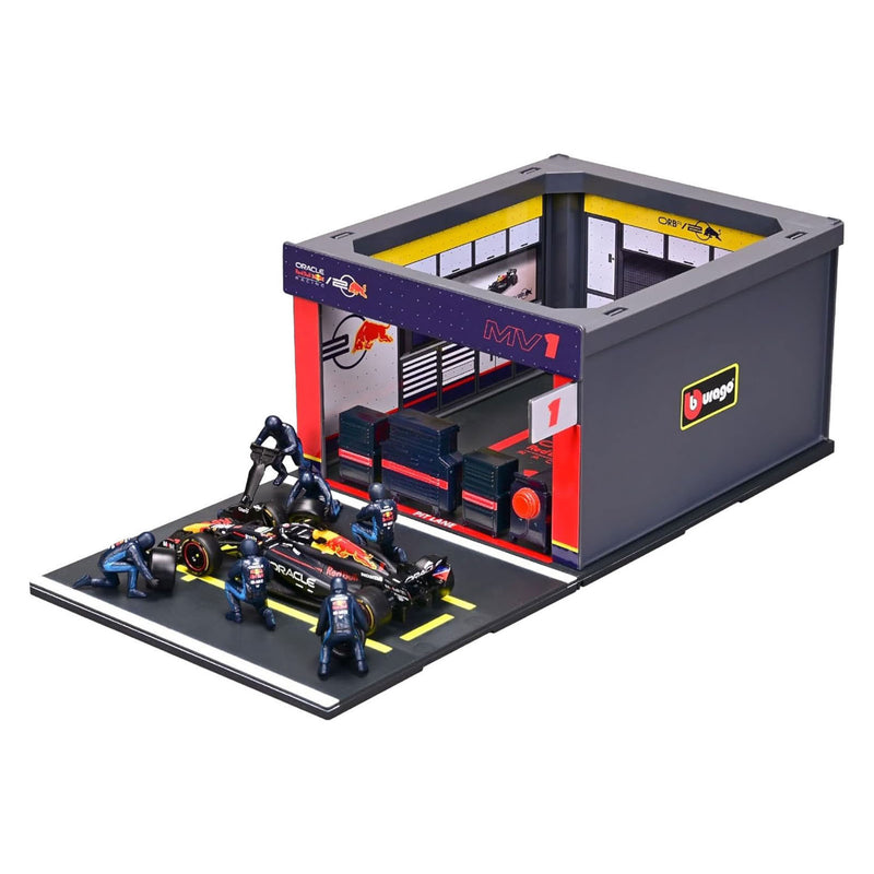 Load image into Gallery viewer, Burago red bull pit pass met max verstappen - 1:43
