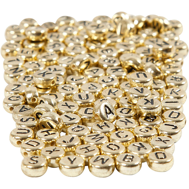 Afbeelding laden in galerijviewer, Https: www.cchobby.nl letterkralen-d-7-mm-gatgrootte-1-mm-ca-1500-stuk-goud-165-gr-1-doos

