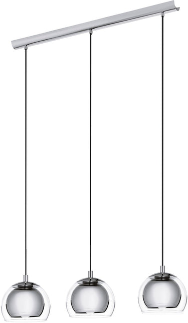 Eglo rocamar - hanglamp - e27 - 3 lichts - lengte 78 cm - glas - grijs zilver