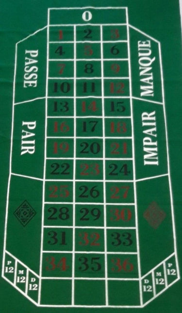 Hot games roulette-kleed 180x90cm.groen vilt bedr..
