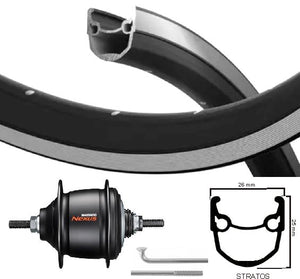 Kgs achterwiel 28 inch stratos zwart zilver nexus 8 rollerbrake