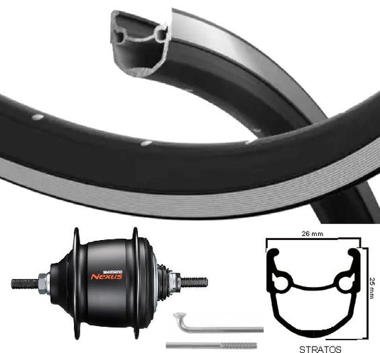 Kgs achterwiel 28 inch stratos zwart zilver nexus 8 rollerbrake