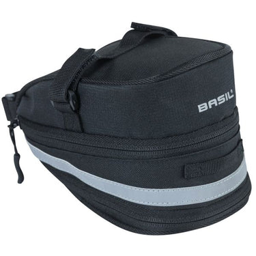 Basil Mada Zadeltas - Compact, zwart, 1L, klittenband, fietsaccessoire