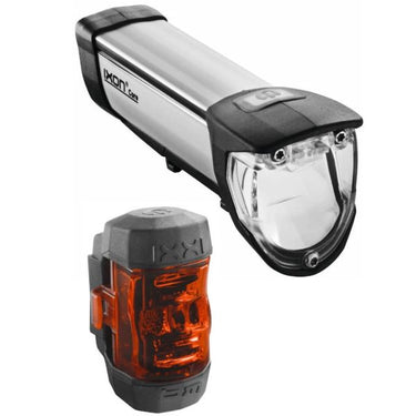 Busch muller verlichtingsset busch und müller ixon core + ixxi achterlicht usb oplaadbaar 50 lux - zwart zilver