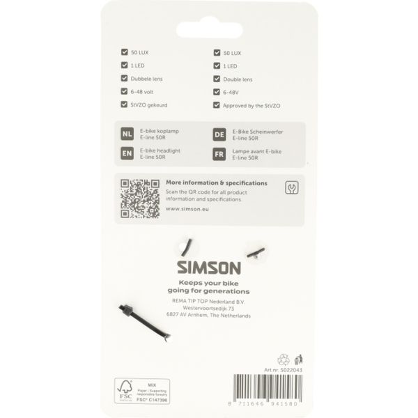Load image into Gallery viewer, Simson koplamp aurora e-line 50r
