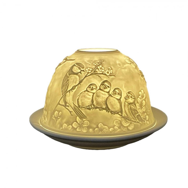Afbeelding laden in galerijviewer, Clayre eef theelichthouder vogels porselein ã˜12x8cm
