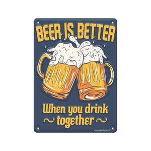 Paperdreams tekstbord metaal 22x16,5cm - beer is better
