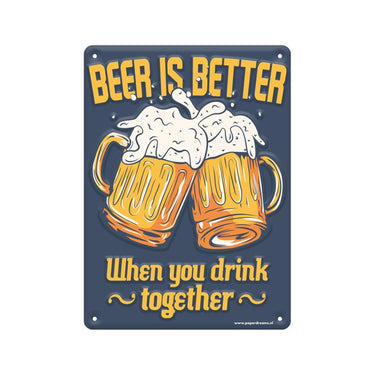 Paperdreams tekstbord metaal 22x16,5cm - beer is better