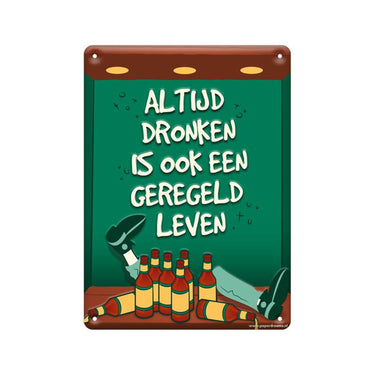 Paperdreams tekstbord metaal 22x16,5cm - altijd dronken