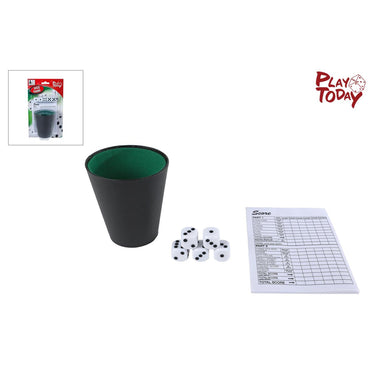 Playtoday dobbelspel met beker en 5 dobbelstenen 9x14x23cm