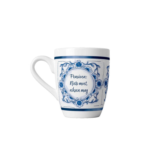 Paperdreams delfts blauwe mok - pensioen - keramiek 440ml