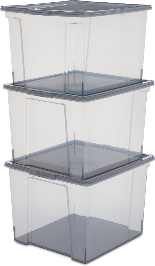 Iris useful storage opbergbox - 30l - kunststof - grijs - set van 3