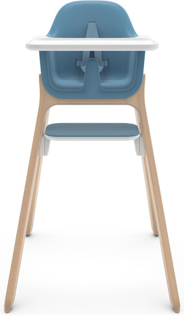 Uppababy ciro caleb - kinderstoel - blauw - hout - verstelbare voetensteun - afneembaar eetblad