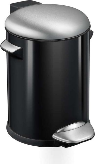Eko - belle deluxe pedaalemmer 5 liter - steel plastic - zwart glanzend, mat rvs - prullenbak