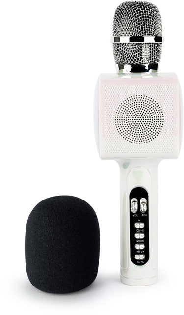 Bigben party karaokemicrofoon voor kinderen - met led + bluetooth - wit