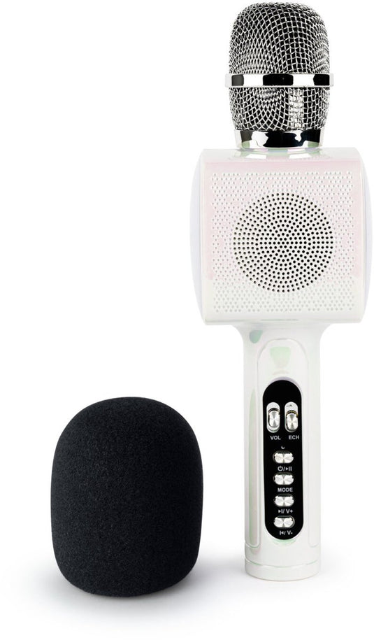 Bigben party karaokemicrofoon voor kinderen - met led + bluetooth - wit