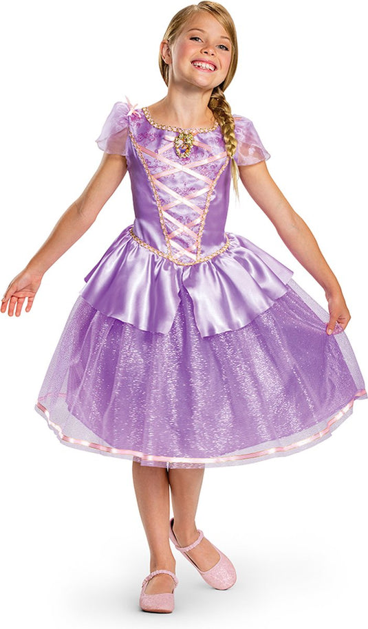 Disguise disney prinses - tangled, rapunzel deluxe , maat m (7-8 jaar), meisjes