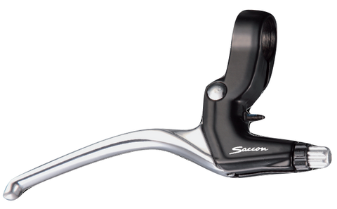 brake lever set 4-finger V-brake silver/black 2-piece