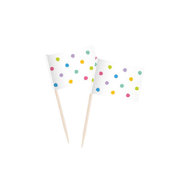 Paperdreams cocktail picks - party dots- 6,5cm hout papier 50-delig