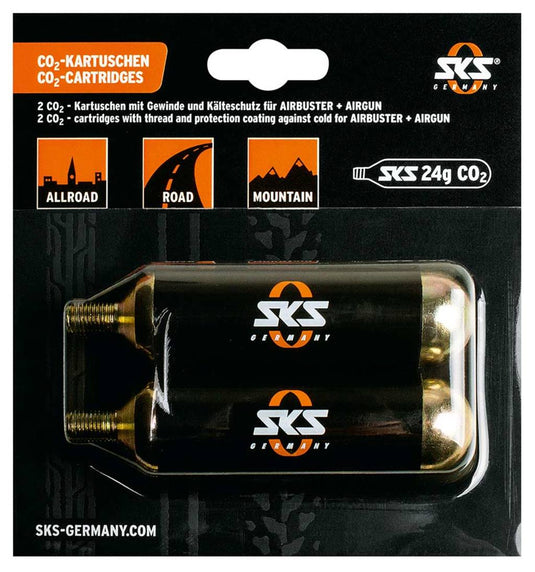 Sks spare threaded co2 cartridges 24 g - 2 pack