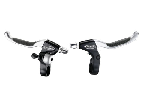 Tektro CL530TS+CL533RT V-brake brake lever set 4-finger black/satin with bell (hanging packaging)