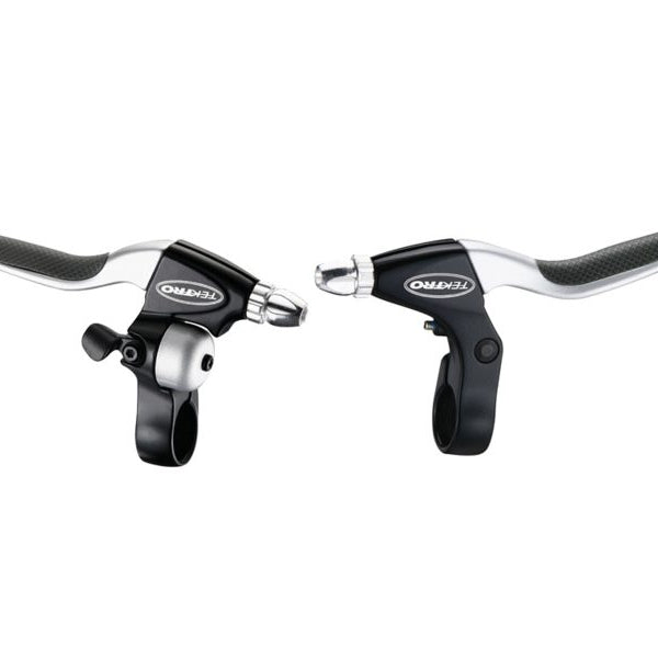 Tektro CL530TS+CL533RT V-brake brake lever set 4-finger black/satin with bell (hanging packaging)