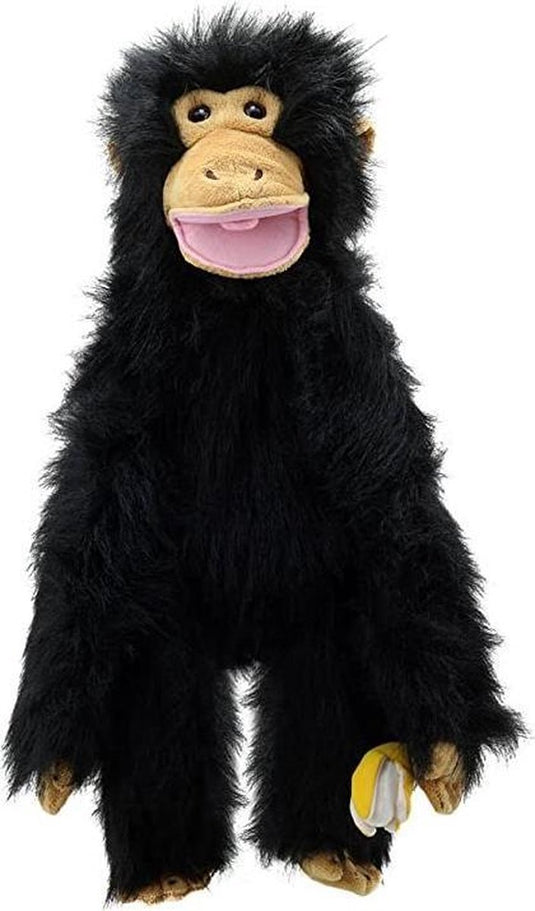 The puppet company handpop chimpansé aap met banaan 55 cm
